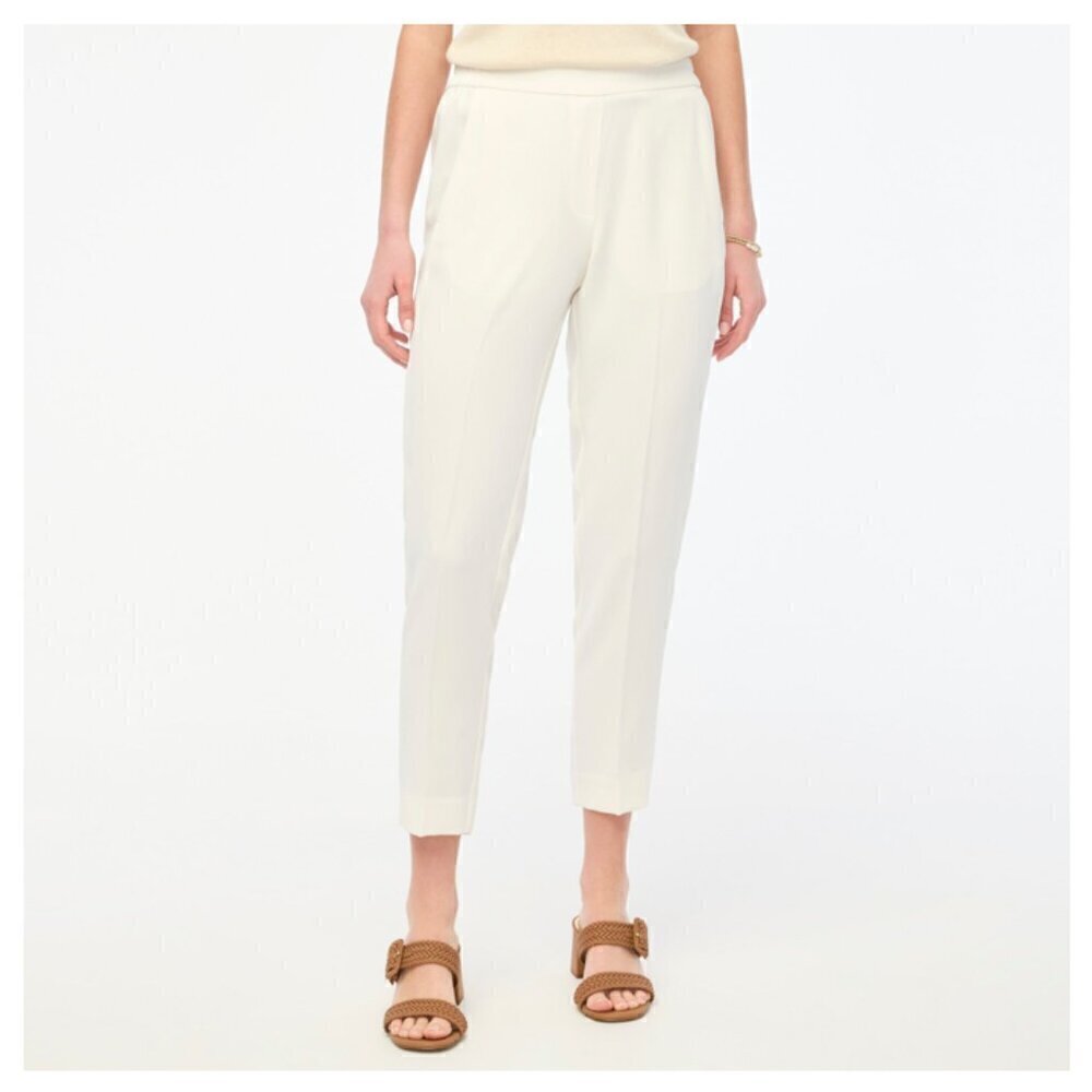 J. Crew Jamie Pants Elastic Waist Tapered Cropped Leg Cream Size 4 NWT